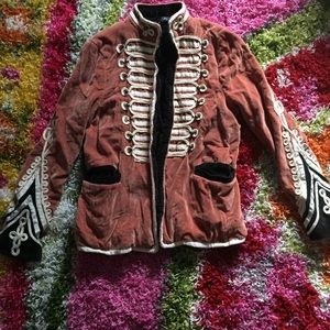 Zara orange velvet military jacket
